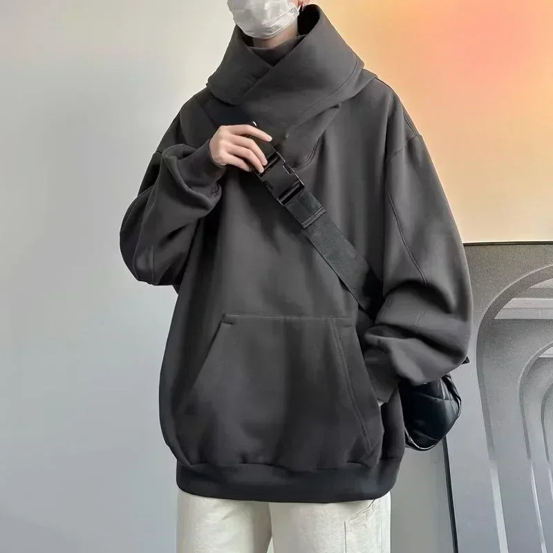 Hoodie Hombre Cuello Tortuga Ninja Y2K Oversize – Fleece Vintage Streetwear Hip Hop Japonés Otoño