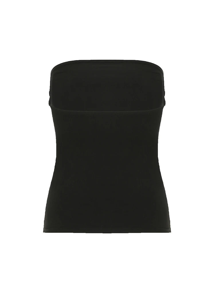 Women's Black Gothic Print Tube Top – Cropped Y2K Summer Streetwear