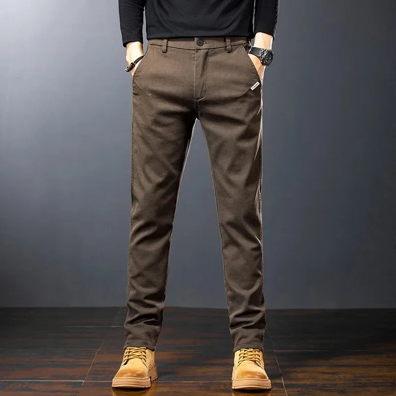 Pantalones Hombre KUBRO Algodón Color Liso Corte Recto – Casual Business Trabajo Primavera Otoño