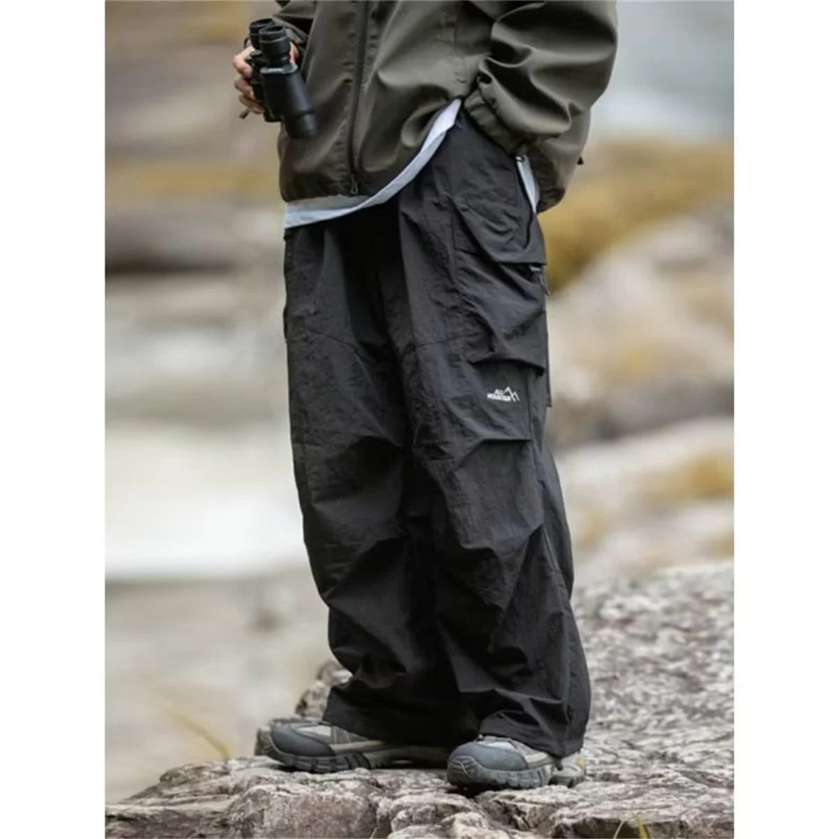 Men's Waterproof Cargo Pants Hip Hop Harajuku – Mountaineering Work Casual Black Spring