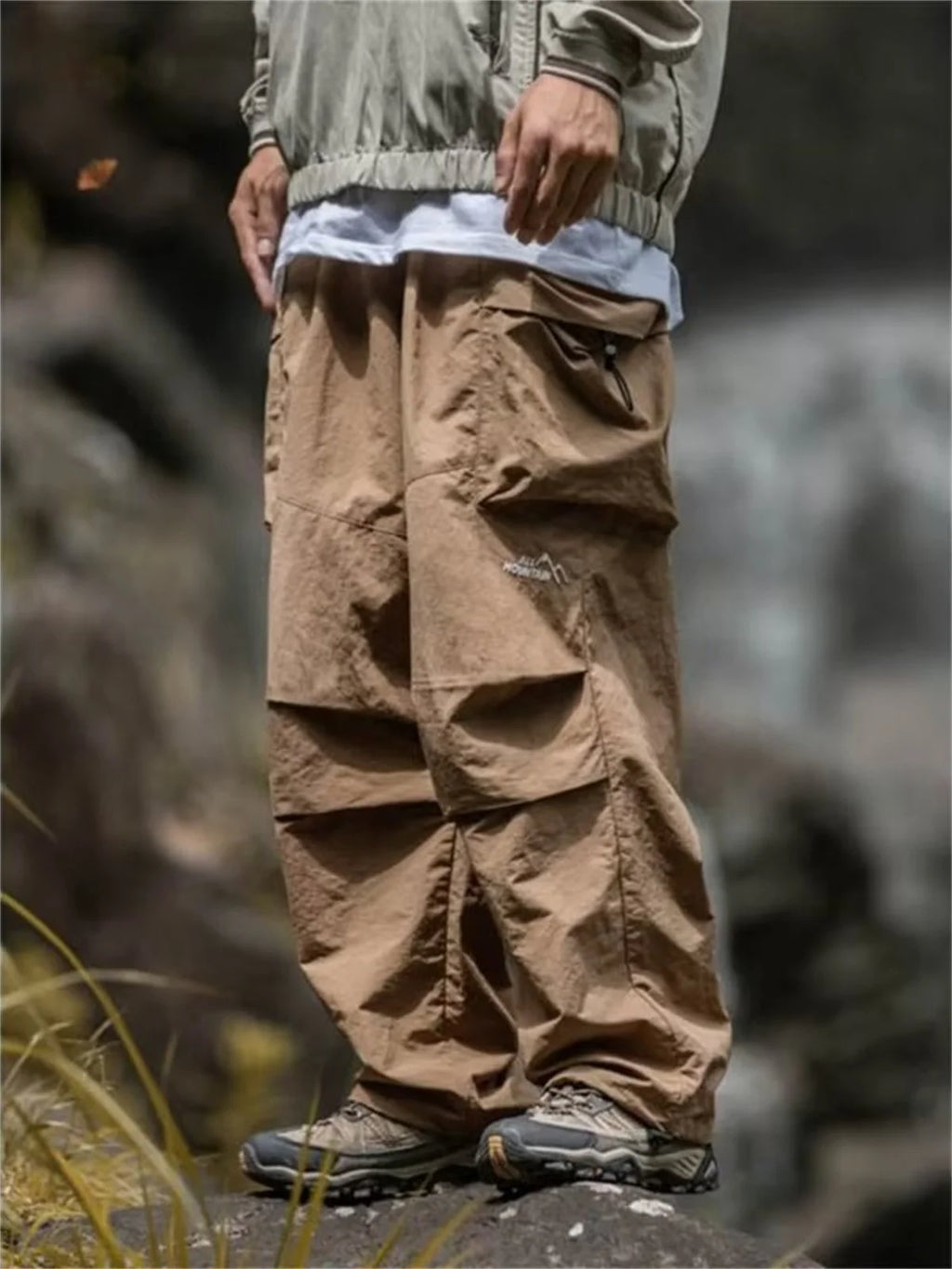 Pantalones Cargo Hombre Impermeables Hip Hop Harajuku – Montañismo Trabajo Casual Negro Primavera