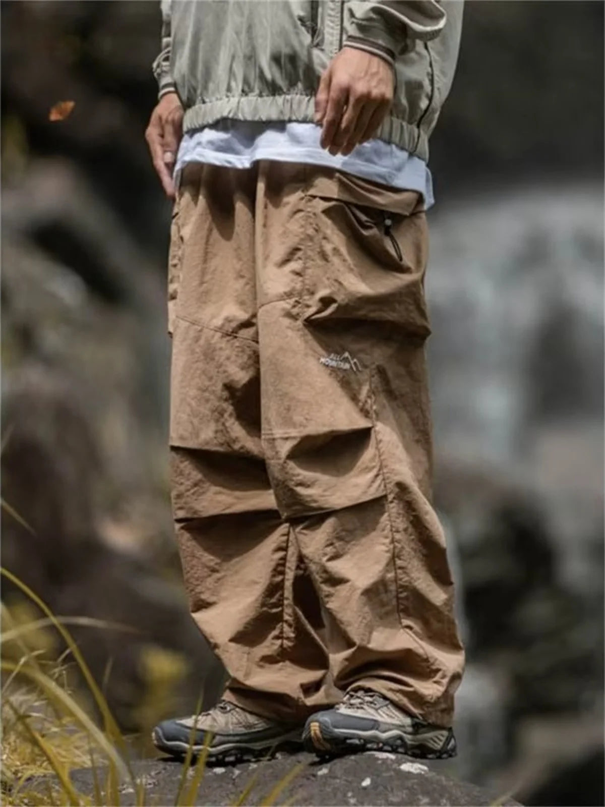 Men's Waterproof Cargo Pants Hip Hop Harajuku – Mountaineering Work Casual Black Spring