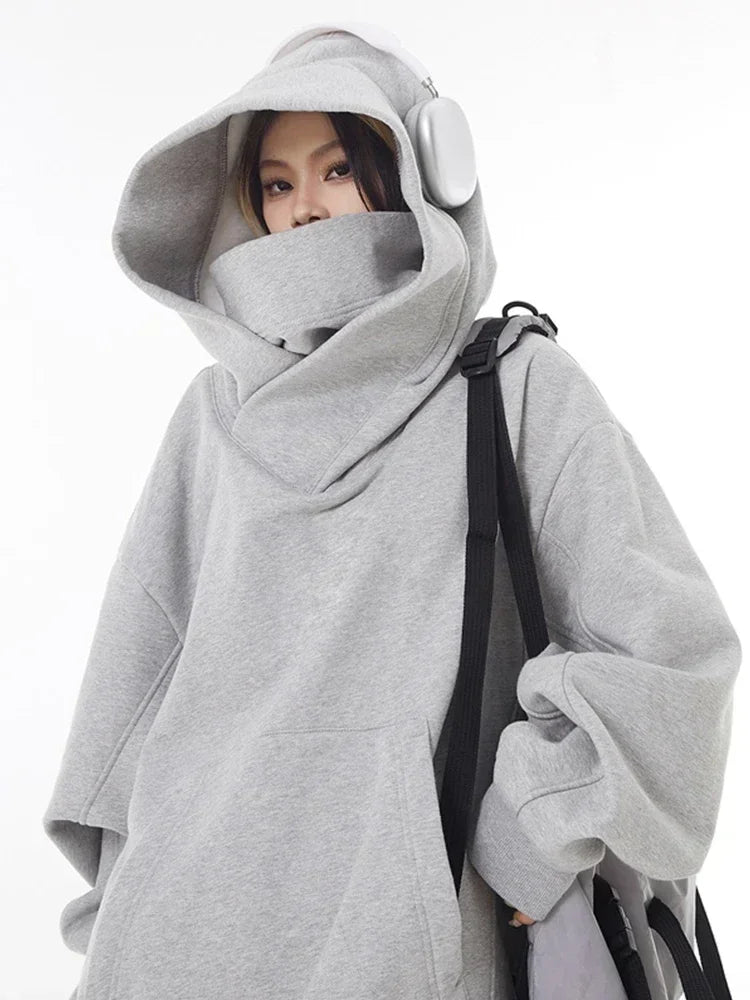 Hoodie Hombre Cuello Tortuga Ninja Y2K Oversize – Fleece Vintage Streetwear Hip Hop Japonés Otoño